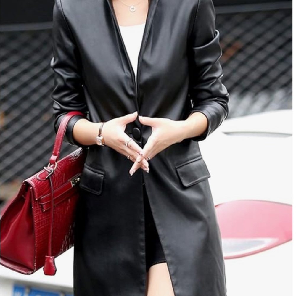 Long Faux Leather Jacket